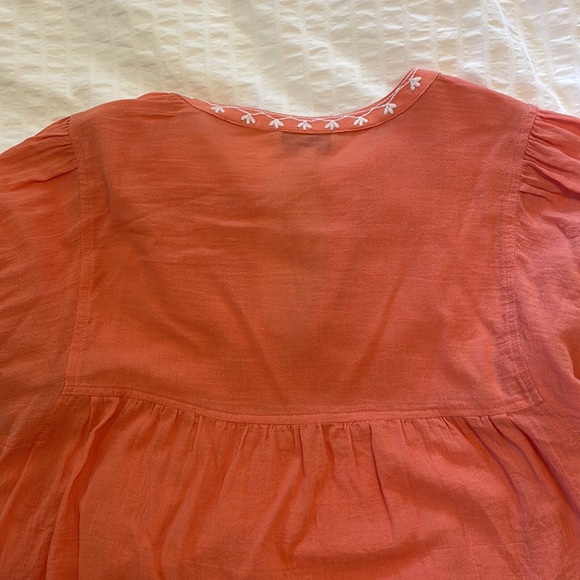 Lucky Brand Coral Linen Embroidered Top - Picture 5 of 5